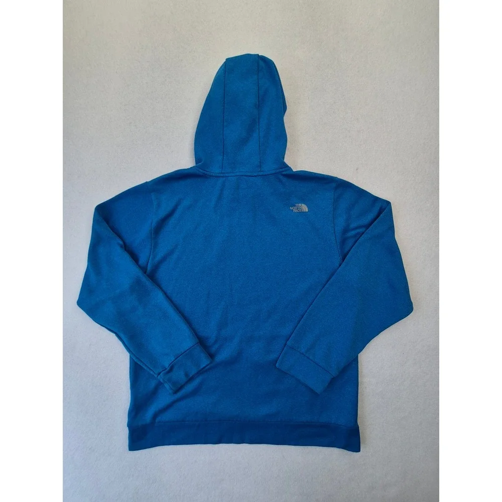The North Face Hoodie Men's Large Blue Graphic Logo Pullover Fleece Sweatshirt
